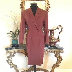 TAHARI Vintage Double Breasted Wool Coat Dress